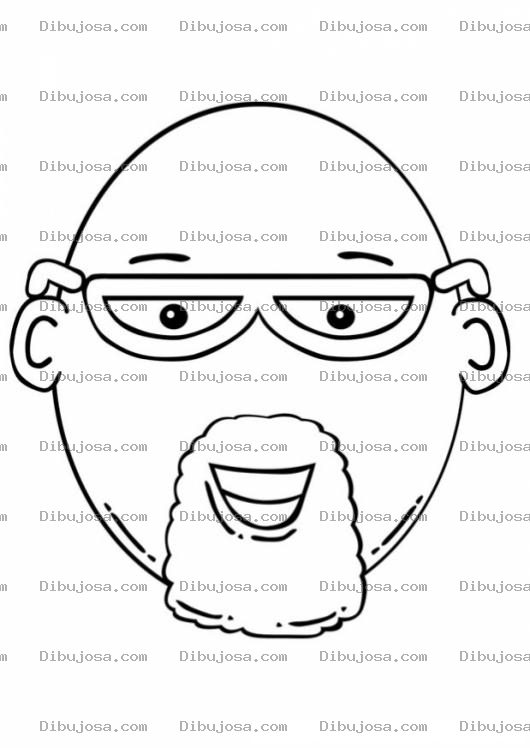 Dibujo para colorear Colorear Calvo Pelon Con Lentes Y Barba De Candado