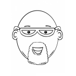 Dibujo para colorear Colorear Calvo Pelon Con Lentes Y Barba De Candado