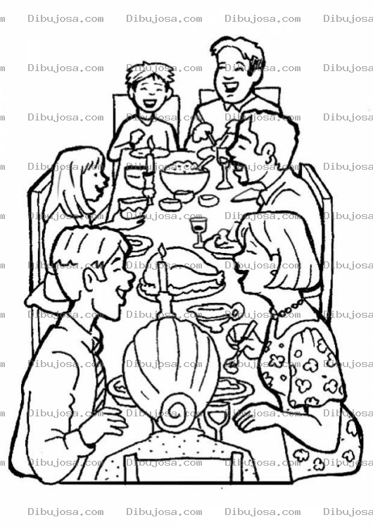 Dibujo para colorear Colorear Cena Familiar