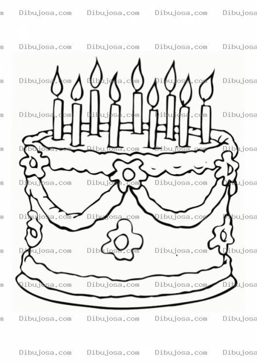 Dibujo para colorear Colorear Un Pastel con 9 velas