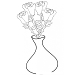 Dibujo para colorear Colorear Florero Con 4 Rosas