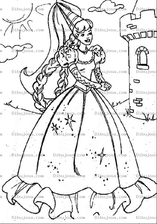 Dibujo para colorear Dibujo de princesa con un sombrero de cucurucho