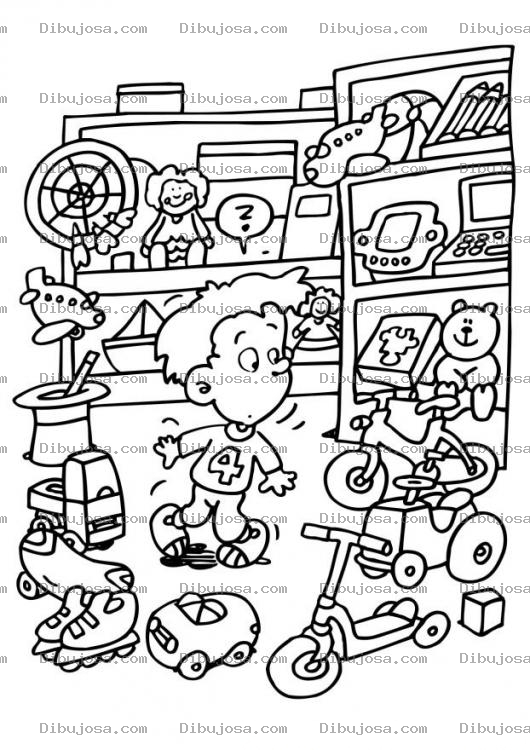 Dibujo para colorear Colorear Cuarto Habitacion Recamara De Juguetes
