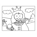 Dibujo para colorear Pintar Princesa jugando en la nieve