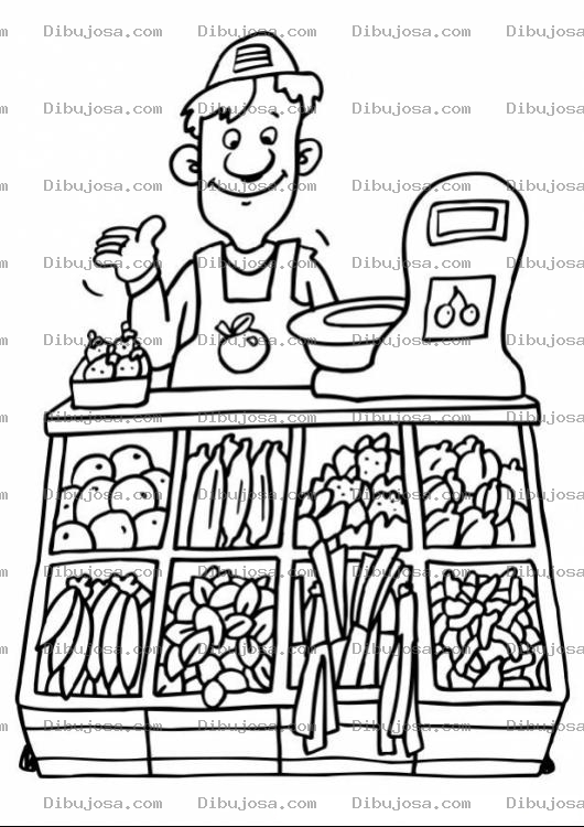 Dibujo para colorear Colorear Verdulero Vendedor De Verduras