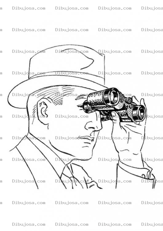 Dibujo para colorear Colorear Espia Con Binoculares Largavistas