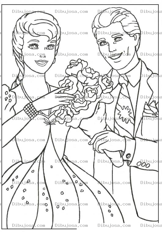 Dibujo para colorear Pintar Princesa recibiendo flores
