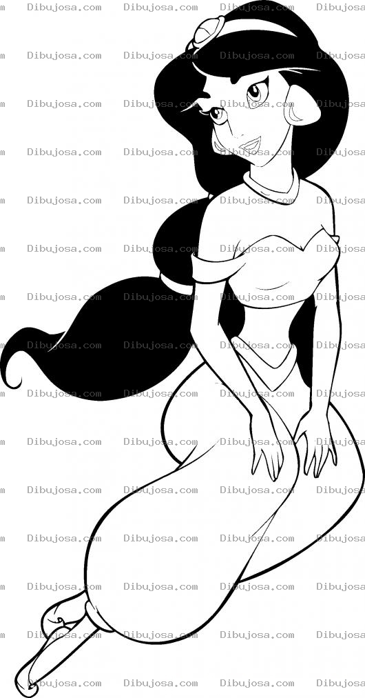 Dibujo para colorear Pintar Princesa de Pelo Negro