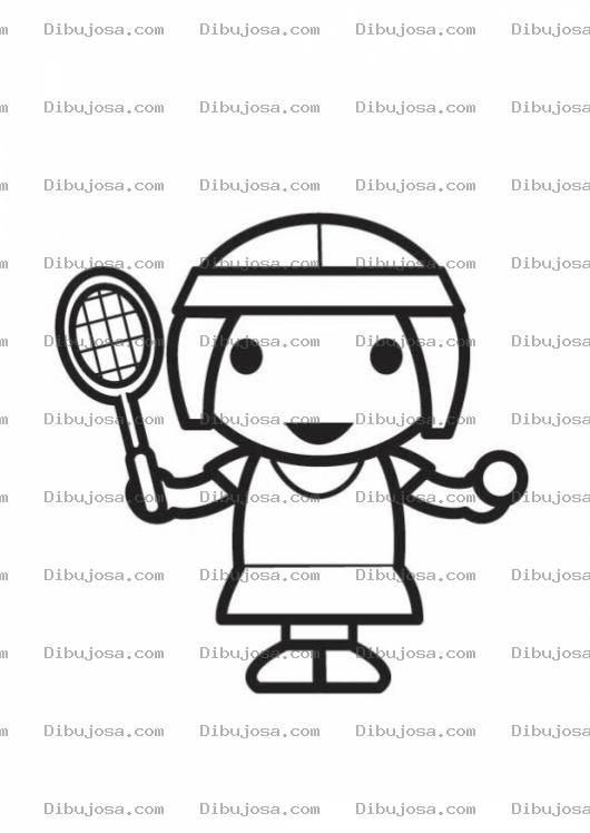 Dibujo para colorear Colorear Mujersita Jugadora De Teniss