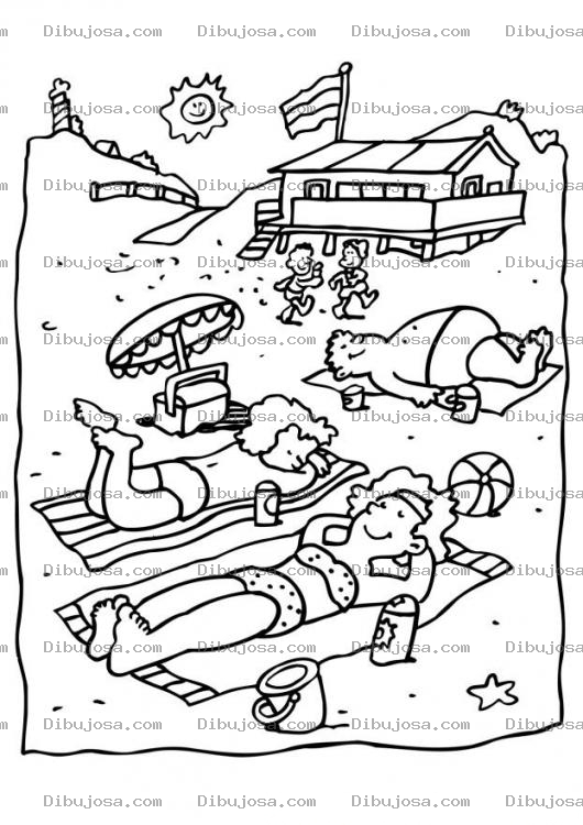 Dibujo para colorear Colorear Personas Bronceandose En La Playa