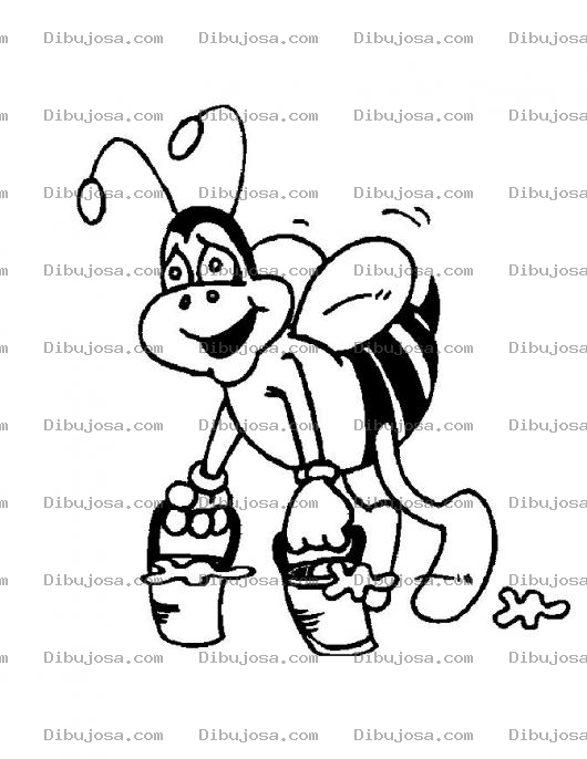 Dibujo para colorear Abejita Con Cubetas De Miel Para Colorear
