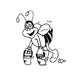Dibujo para colorear Abejita Con Cubetas De Miel Para Colorear