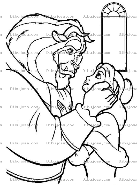 Dibujo para colorear Pintar a la Bella y la Bestia