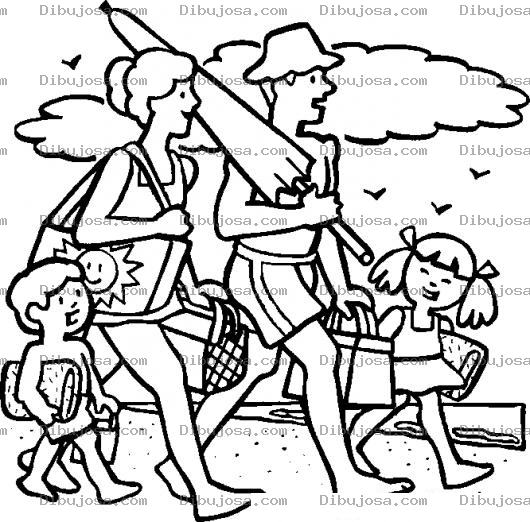 Dibujo para colorear Colorear Familia En La Playa