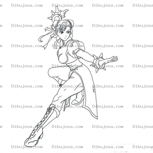 Dibujo para colorear Chun Li Street Fighter Para Pintar Y Colorear