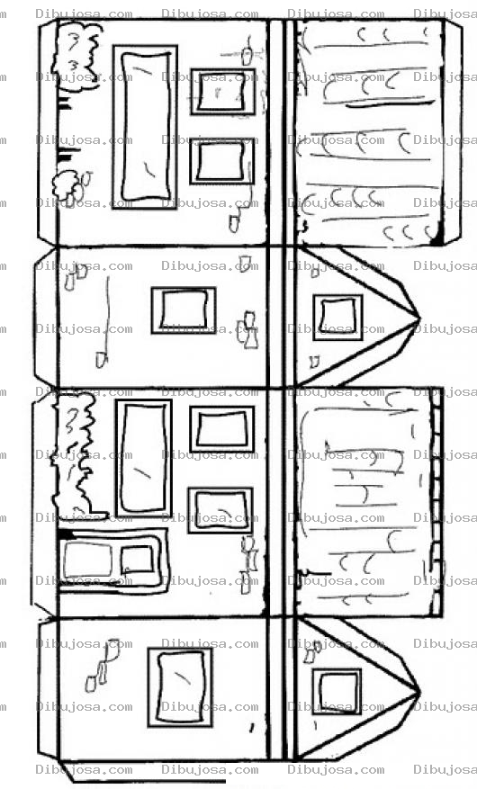 Dibujo para colorear Casita Armable Para Colorear