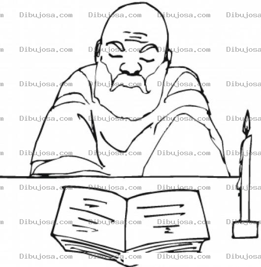 Dibujo para colorear Dibujo De Un Hombre Leyendo La Biblia Para Colorear