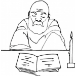 Dibujo para colorear Dibujo De Un Hombre Leyendo La Biblia Para Colorear