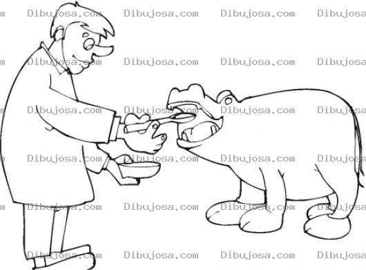 Dibujo para colorear Veterinario Con Hipopotamo Para Colorear