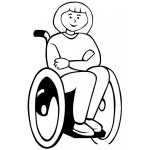 Dibujo para colorear Mujer En Silla De Ruedas Para Colorear
