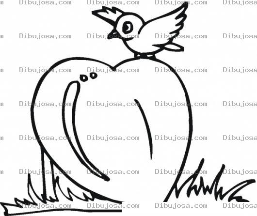 Dibujo para colorear Pajarito Sobre Un Corazon Para Colorear Y Pintar