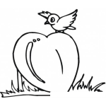 Dibujo para colorear Pajarito Sobre Un Corazon Para Colorear Y Pintar