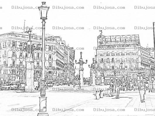 Dibujo para colorear Colorear Puerta Del Sol Madrid