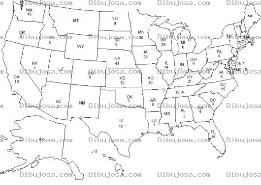 Dibujo para colorear United States Map Coloring Page Mapa De Los Estados Unidos Para Pintar