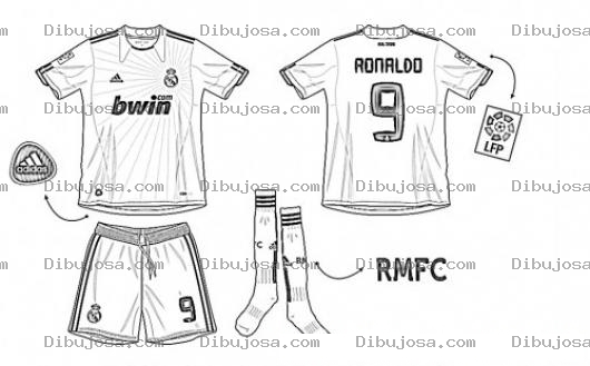 Dibujo para colorear Uniforme Completo Del Real Madrid Para Colorear