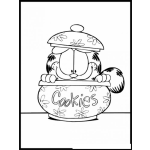 Dibujo para colorear Colorear Garfield Metido En Un Jarron De Galletas
