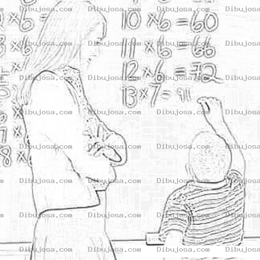 Dibujo para colorear Maestra Y Alumno Para Colorear Y Pintar