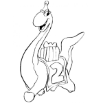 Dibujo para colorear Dinosaurio Con El Numero Dos 2 Para Colorear