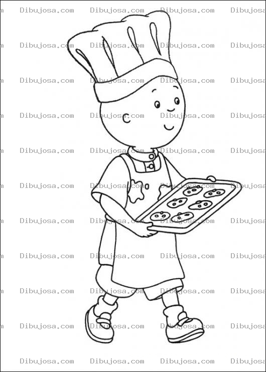 Dibujo para colorear Caillou Haciendo Galletas