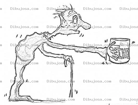 Dibujo para colorear Dibujo De Un Mendigo Pordiosero Para Colorear Y Pintar