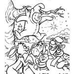 Dibujo para colorear colorear a Winnie pooh colgado de una rama