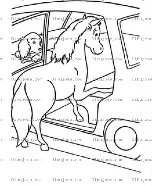 Dibujo para colorear Dibujo De Un Caballo Entrando A Un Carro Para Colorear
