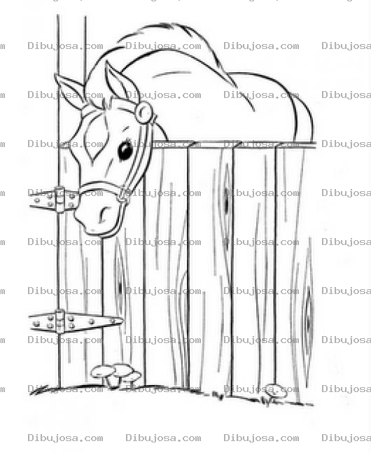 Dibujo para colorear Caballo En Establo Para Colorear