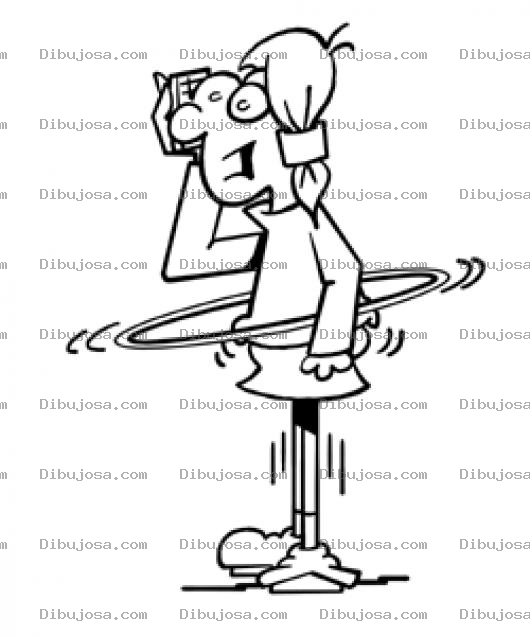 Dibujo para colorear Chica Con Celular Y Hula Hup Para Pintar