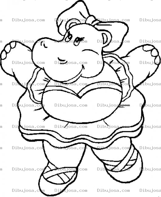 Dibujo para colorear Hipopotama Con Vestido De Quinceanera Para Colorear Y Pintar