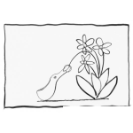 Dibujo para colorear Dibujo De Un Pato Chupando Flores Para Colorear