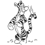 Dibujo para colorear Colorear a tiger con un gusano en la cola