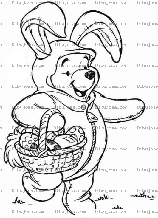 Dibujo para colorear Colorear a winipu vestido de conejo