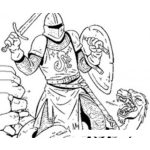 Dibujo para colorear Dibujo De Un Caballero Peleando Con Un Dragon Para Colorear