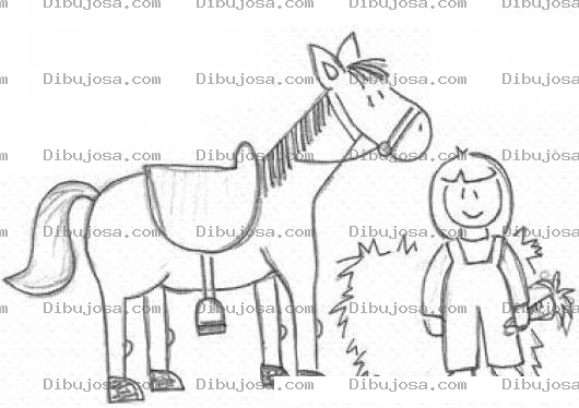 Dibujo para colorear Dibujo De Un Chiquillo Con Su Caballo Para Colorear