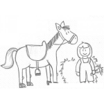 Dibujo para colorear Dibujo De Un Chiquillo Con Su Caballo Para Colorear