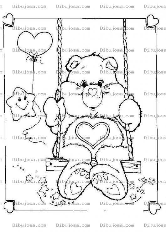 Dibujo para colorear Dibujo De Un Osito Carinosito En Un Columpio