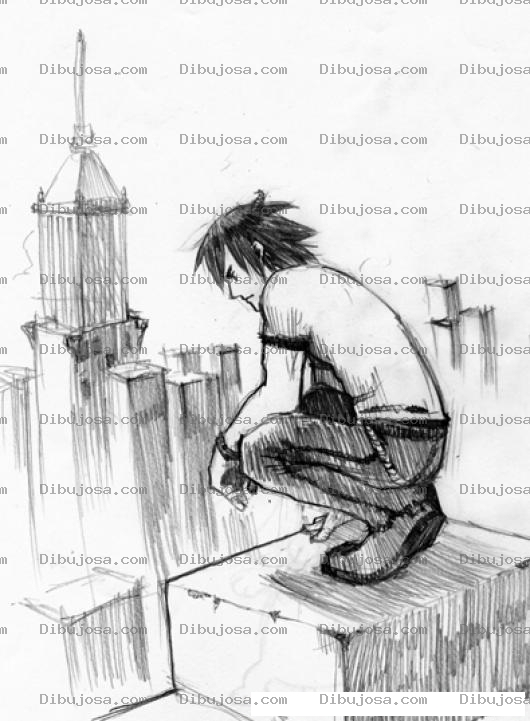 Dibujo para colorear Colorear Muchacho En La Terraza De Un Edificio