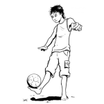 Dibujo para colorear Colorear Muchacho Descalso Jugando Futbol
