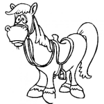 Dibujo para colorear Colorear Caballo Triste