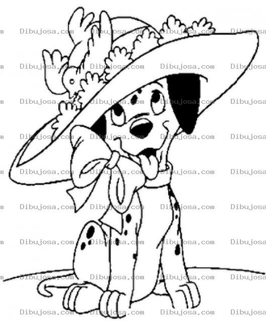 Dibujo para colorear Clorear Dalmata Con Sombrero